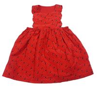 Červené bodkovaná é menšestrové na traké šaty s kvietkami Mothercare
