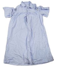 Modro-biele pruhované plátenné šaty s volnými rameny Reserved
