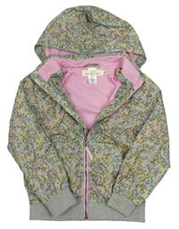 Svetločervená khaki kvetinová šušťáková jarná bunda s kapucňou zn. H&M