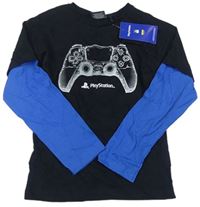 Čierno-modré tričko s ovladačem - PlayStation