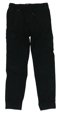 Čierne plátenné cargo cuff nohavice Denim Co.