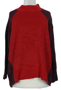 Dámsky červeno-vínový sveter so stojáčku M&Co