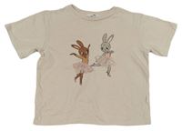 Béžové crop tričko s baletkami H&M