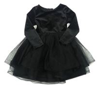 Čierne sametovo/tylové šaty zn. H&M