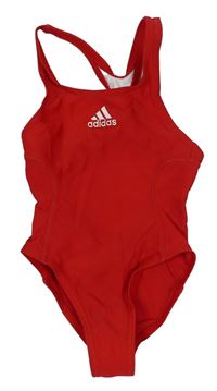 Červené jednodielne plavky s logom Adidas