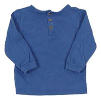 Modré rebrované tričko s gombíky Matalan