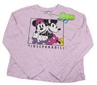 Svetloružové tričko s Minnií a Mickeym zn. Disney