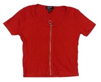 Červené rebrované prepínaci crop tričko New Look