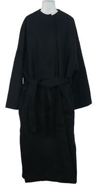 Dámsky čierny kabátový cardigán s opaskom zn. H&M