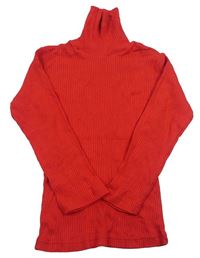 Červené rebrované tričko s rolákom zn. Mothercare