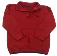 Červený sveter s výšivkou a golierikom zn. Next