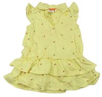 Žlté bavlnené šaty s jablíčky a volánikmi Next