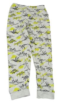 Biele pyžamové nohavice s dinosaurami Lupilu