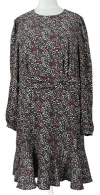 Dámske sivo-vínové vzorované šaty H&M