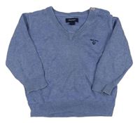 Modrý melírovaný sveter s logom Gant