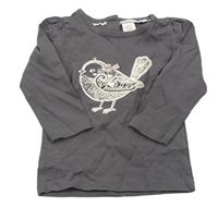 Sivé tričko s vtáčikom C&A