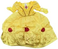 -Kockovaným žlté šaty s broží zn. Disney