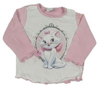 Bielo-ružové tričko s kočičkou Marií zn. Disney