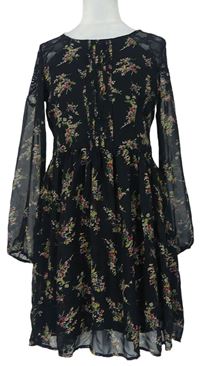 Dámske čierne kvetované šifónové šaty Atmosphere