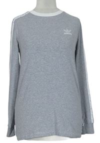 Dámske sivé tričko s pruhmi zn. Adidas