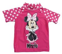 Tmavoružové UV tričko s Minnie a srdiečkami Miniclub