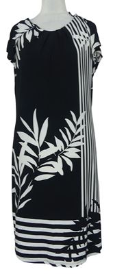 Dámske čierno-biele pruhované šaty s kvetmi Wallis