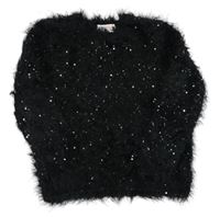 Čierny chlpatý sveter s flitrami zn. H&M
