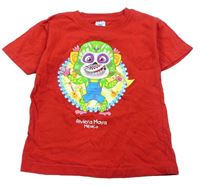 Červené tričko s farebnou opicou
