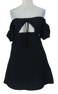 Dámska čierna šatová tunika s odhalenými rameny zn. H&M