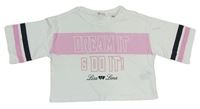 Bielo-ružové crop tričko s nápisom zn. H&M
