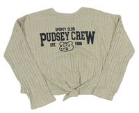 Béžový rebrovaný crop sveter s Pudsey George