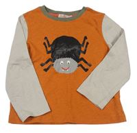 Oranžovo-sivé pyžamové tričko s pavoukem