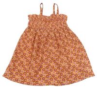 Lososovo-oranžové kvetované šaty Primark