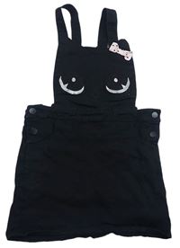 Čierna rifľová na traká sukňa s mačičkou H&M