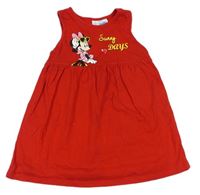 Červené šaty s Minnie a nápisom