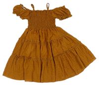 Hnedé ľahké šaty s žabičkováním