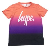 Korálovo-fialovo-čierne tričko Hype