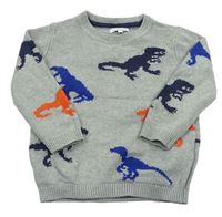 Sivý sveter s dinosaurami Bluezoo