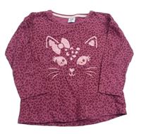 Staroružové tričko s leopardím vzorom a mačkou Kiki&Koko
