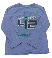 Modré melírované tričko s nápisom F&F