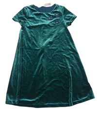 Tmavozelené zamatové šaty s 3D hviezdami Topolino