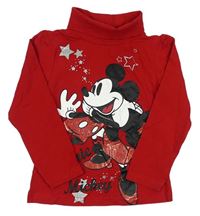 Červené tričko s Mickey mousem a rolákom C&A