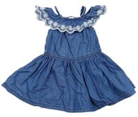 Modré lehké šaty riflového vzhledu s madeirou C&A