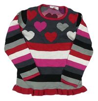 Tmavošedo-farebný sveter s pruhmi a srdiečkami Topolino
