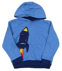 Modrá mikina s kapucňou a raketou Lupilu