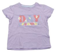 Lila tričko s nápisom a kvetmi zn. Pep&Co