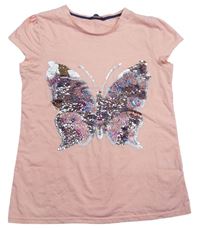 Marhuľové tričko s motýlem z překlápěcích flitrů George