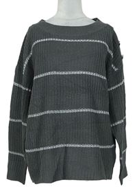 Dámsky sivo-strieborný pruhovaný sveter Pep&Co