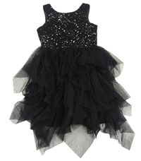Čierne trblietavé tylové slávnostné šaty s flitrami zn. H&M