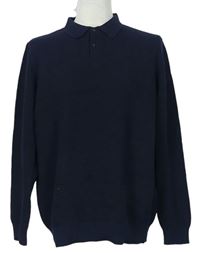 Pánsky tmavomodrý sveter s golierikom F&F